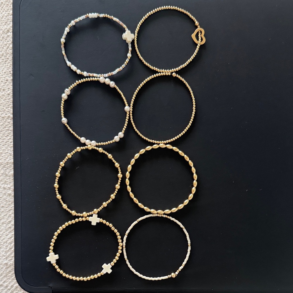 Enewton Gold and White Beaded Bracelet Set